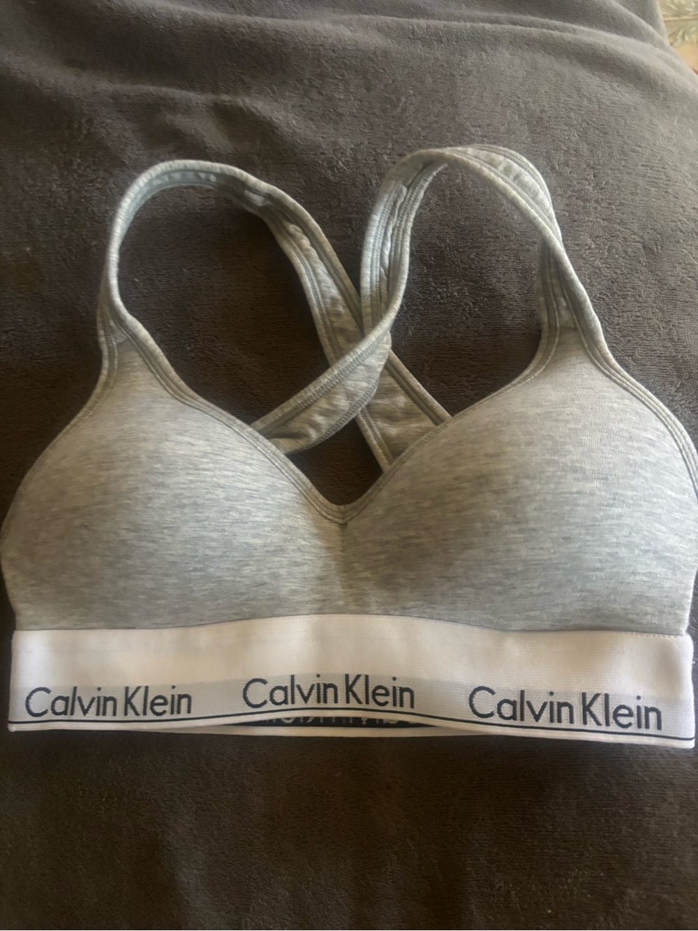 Calvin Klein Modern Cotton Women’s Bralette Heather Gray Sports Bra XS NWOT